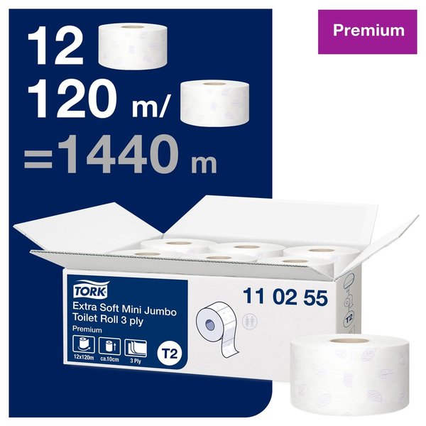 Tork extra weiches Mini Jumbo Toilettenpapier Weiß T2