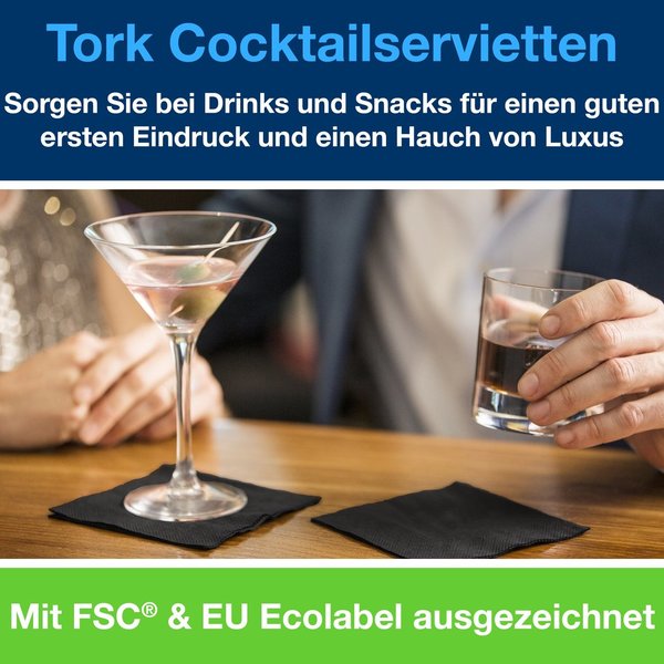 Tork Cocktailservietten Schwarz
